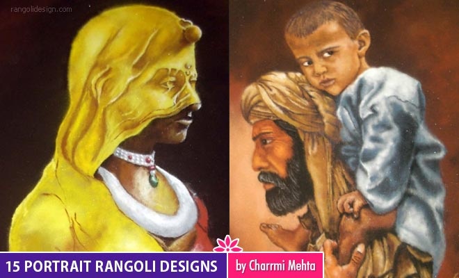 Portrait Rangoli Design by Charrmi Parekh