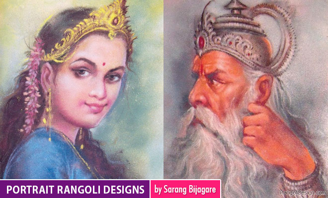  Portrait Rangoli Designs by Sarang Bijagare