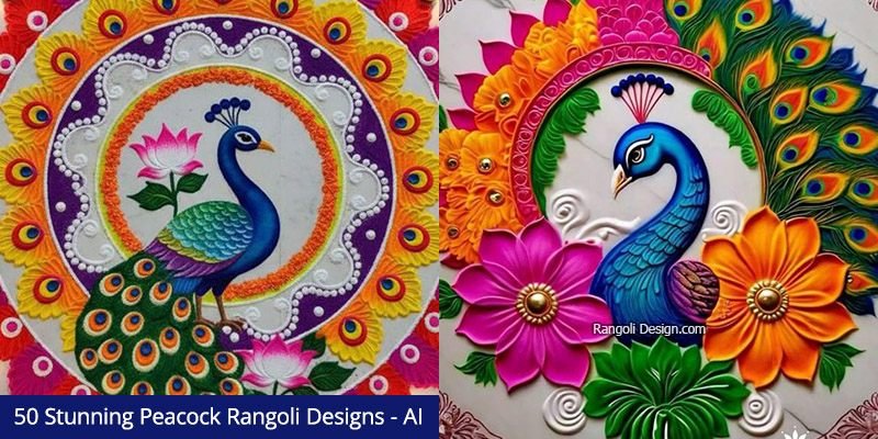 25 Stunning Peacock Rangoli Designs for Colourful Celebrations