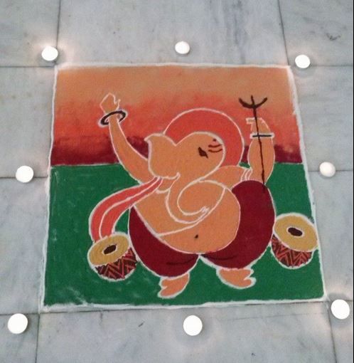 ganesh dance rangoli design 1