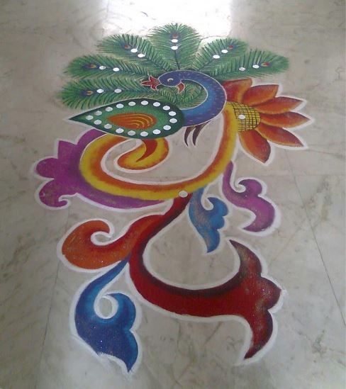 peacock rangoli design 10