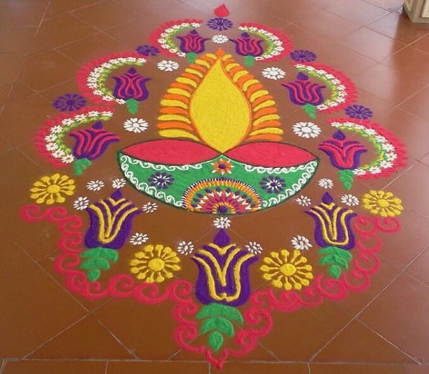 diya mash kolam rangoli design 3