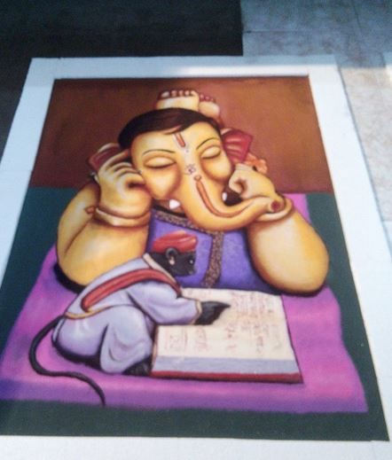 ganesh portrait rangoli design 3