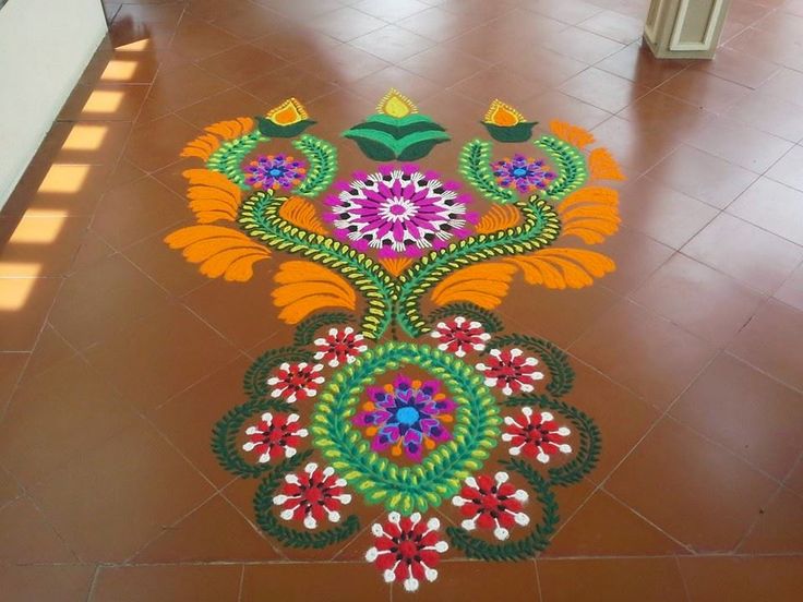 flower mash kolam design 4