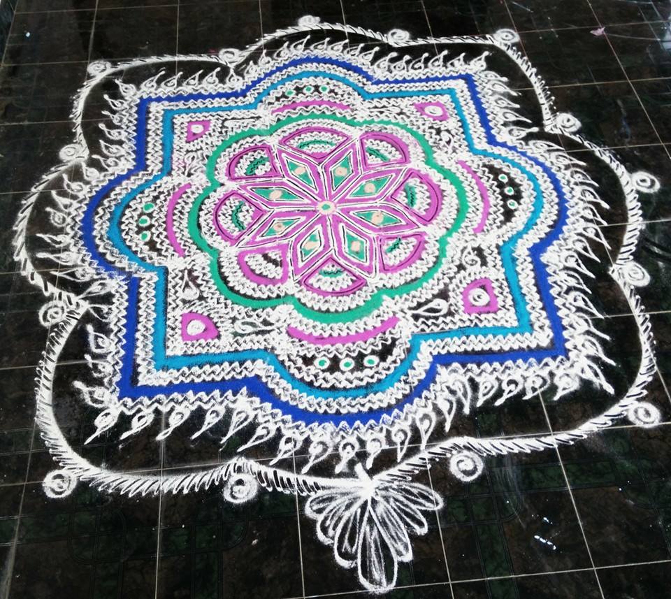 colourful margazhi kolam design by saroja krishnamoorthy 5