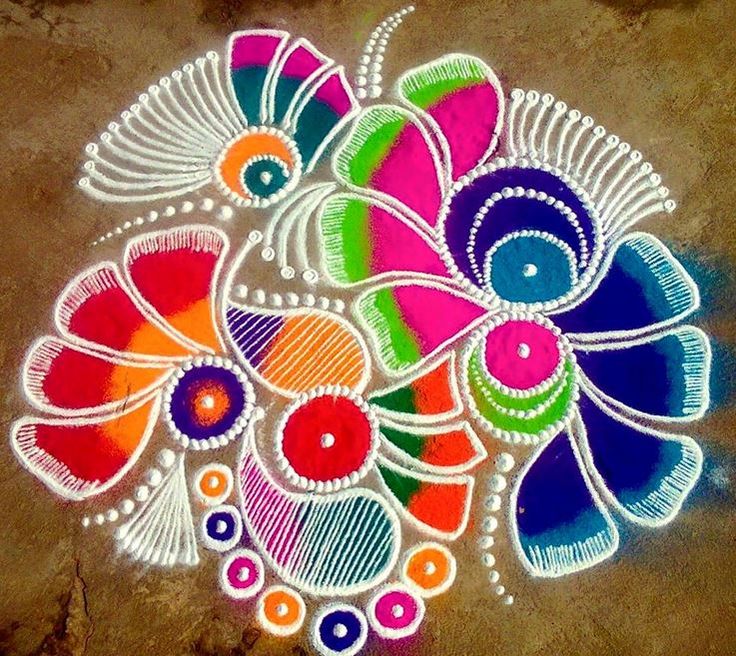 flower freehand rangoli design 5