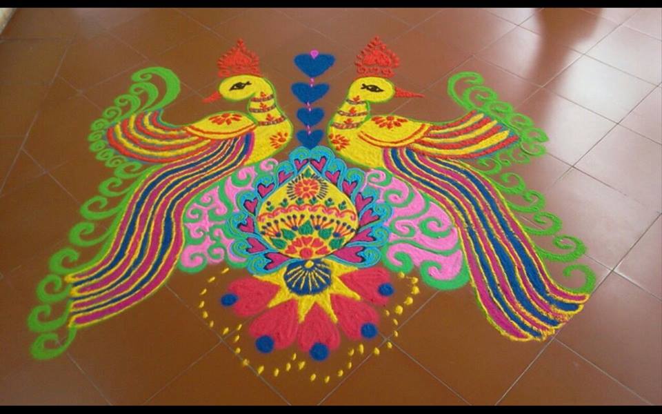 peacock kolam design by mash 5