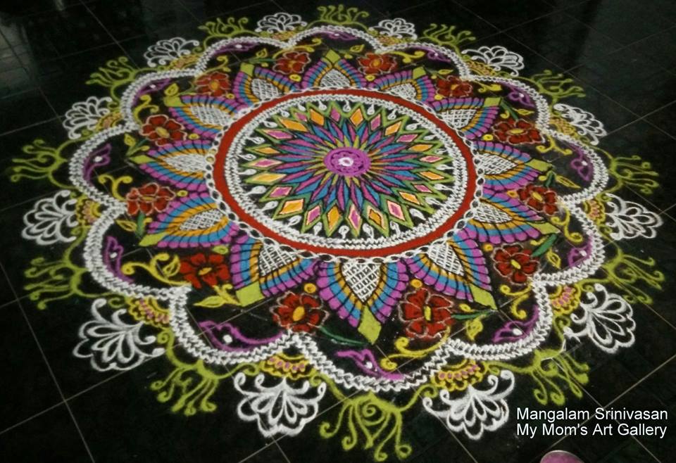 colourful margazhi kolam design by mangalam srinivasan 7