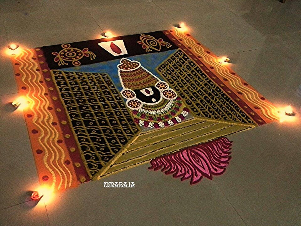 Hindu Venkateswara Rangoli Design by Umaraja