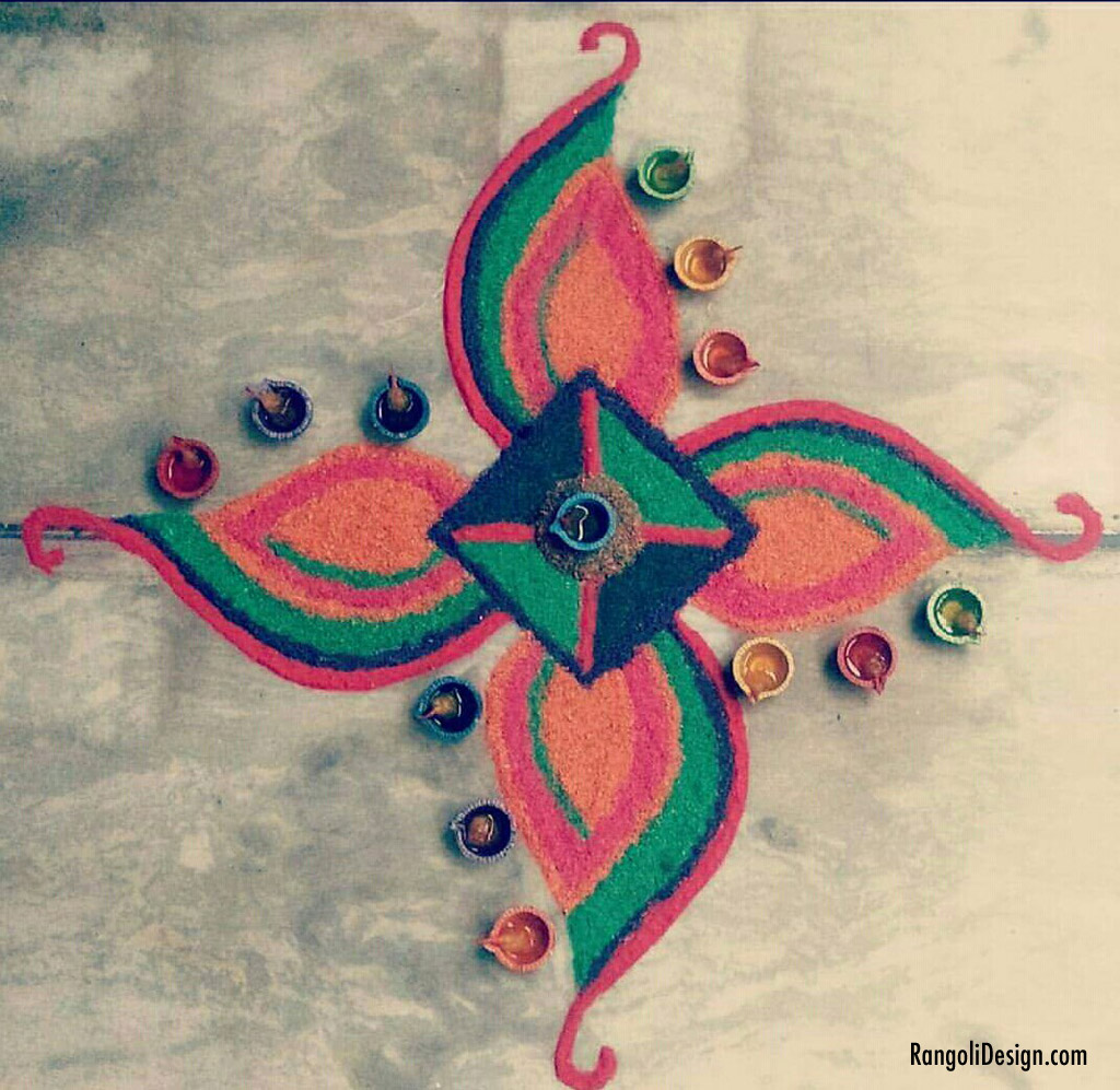 small flower rangoli design kids by menaka rangoli 1