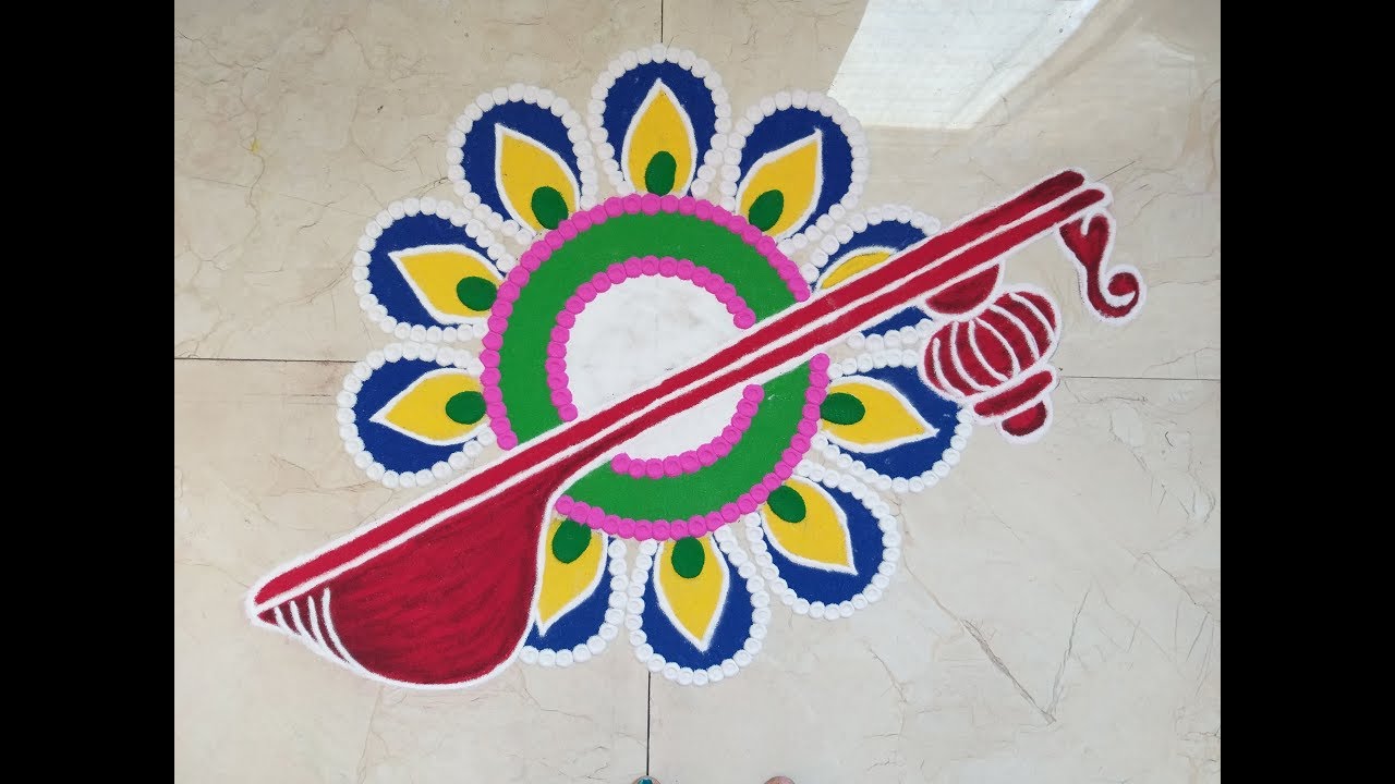 11 colourful rangoli design saraswati pooja