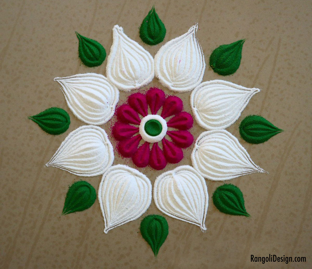 rangoli design kids plain flower by menaka rangoli 12