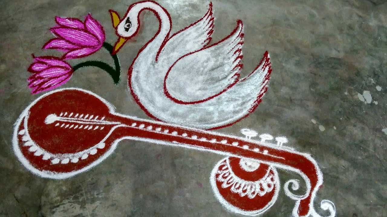 20 simple easy rangoli design saraswati pooja