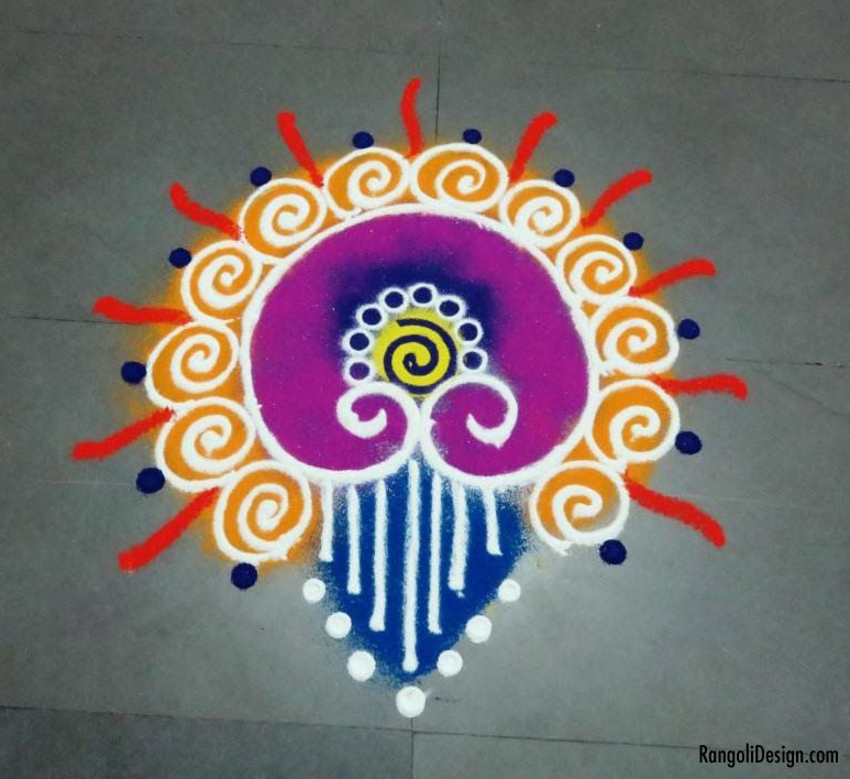 lamp model kids rangoli design by menaka rangoli 5