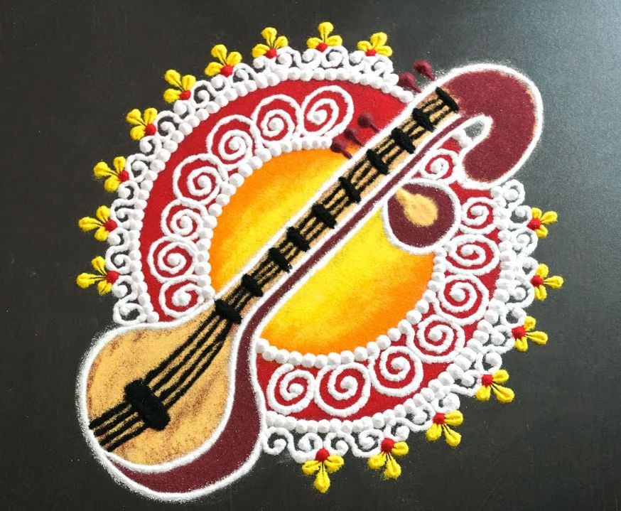 6 simple easy rangoli design saraswati pooja