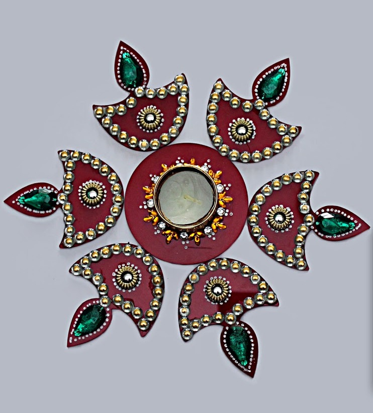 diya wooden rangoli design 10