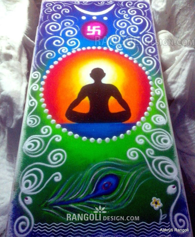 yoga rangoli design by aakruti 29