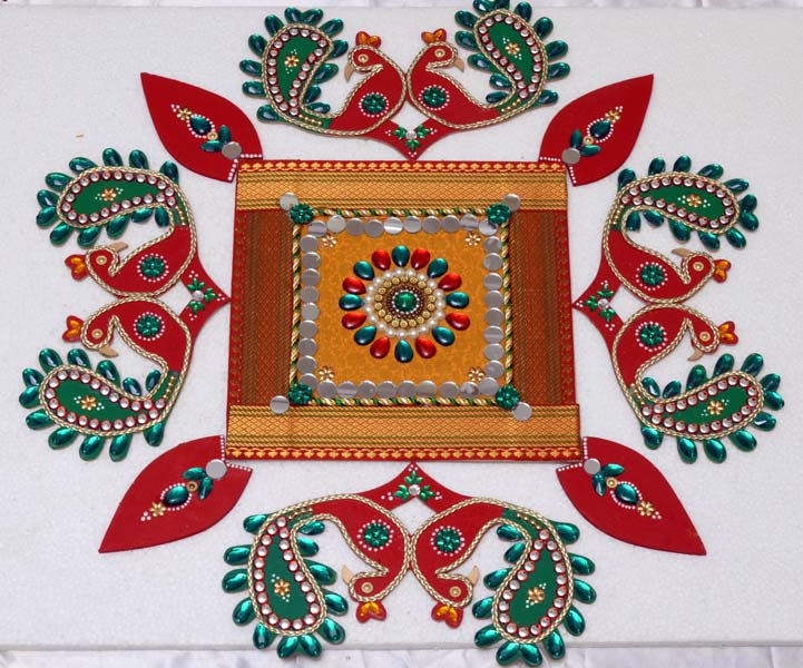 floor wooden rangoli design by shreeji 4