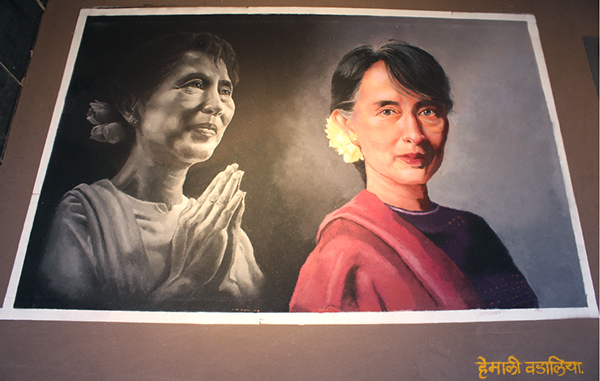 portrait rangoli design byhemaili vadaliya 6