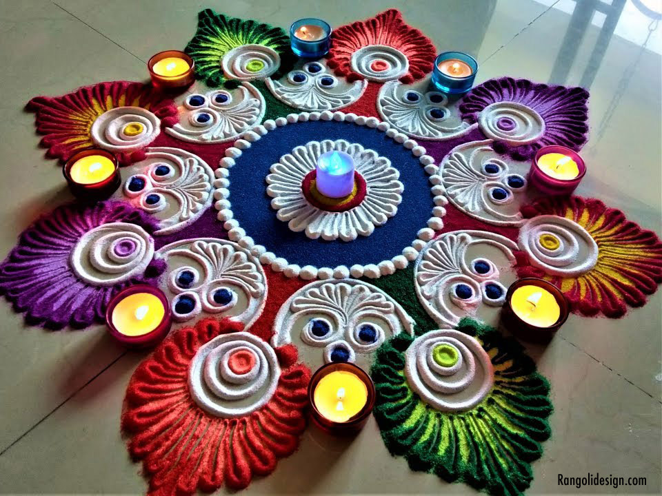 1 colourful floral rangoli design holi