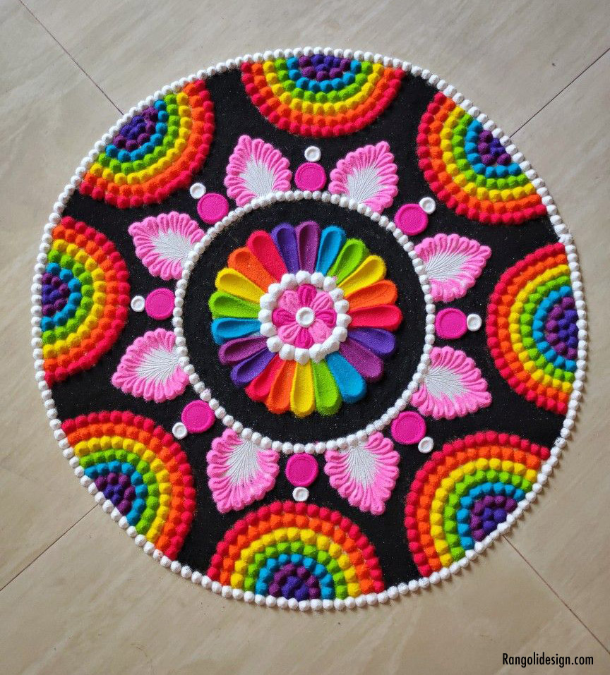 5 holi festival rangoli design