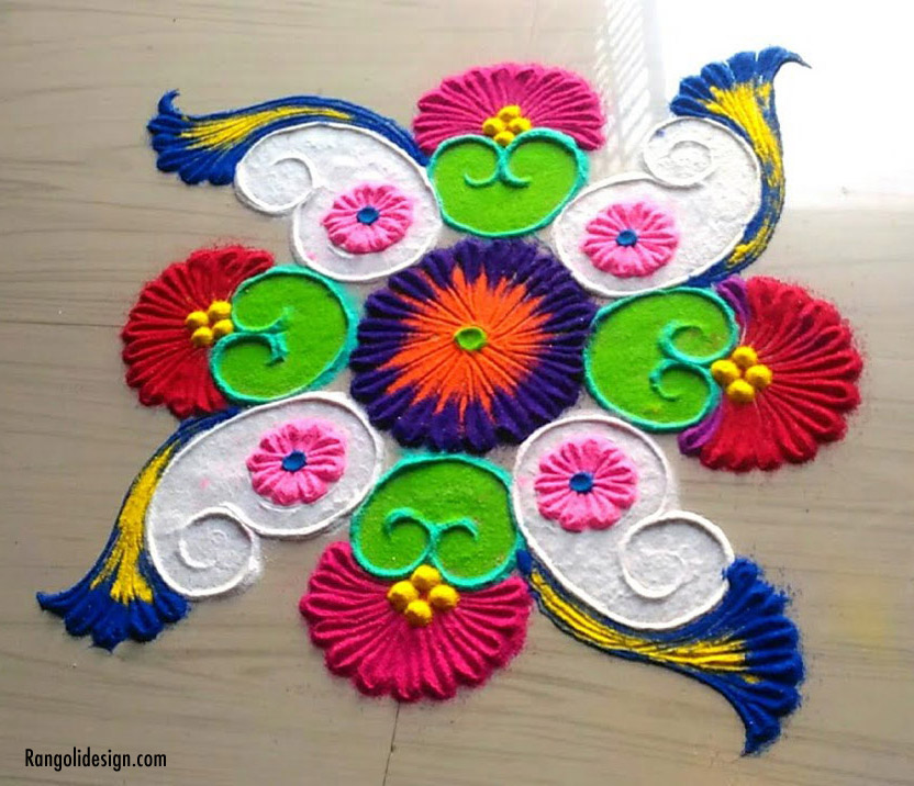 peacock rangoli design holi 13