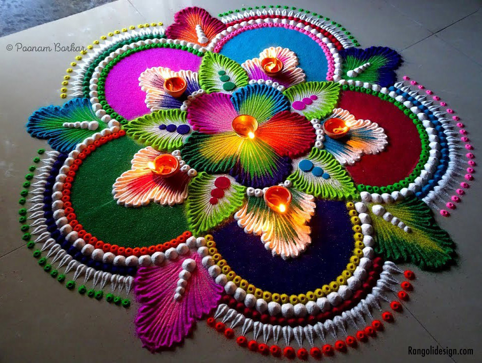 leaf rangoli design holi festival 2