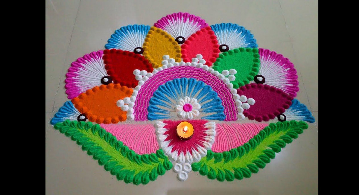 lotus shaped rangoli design holi festival 22