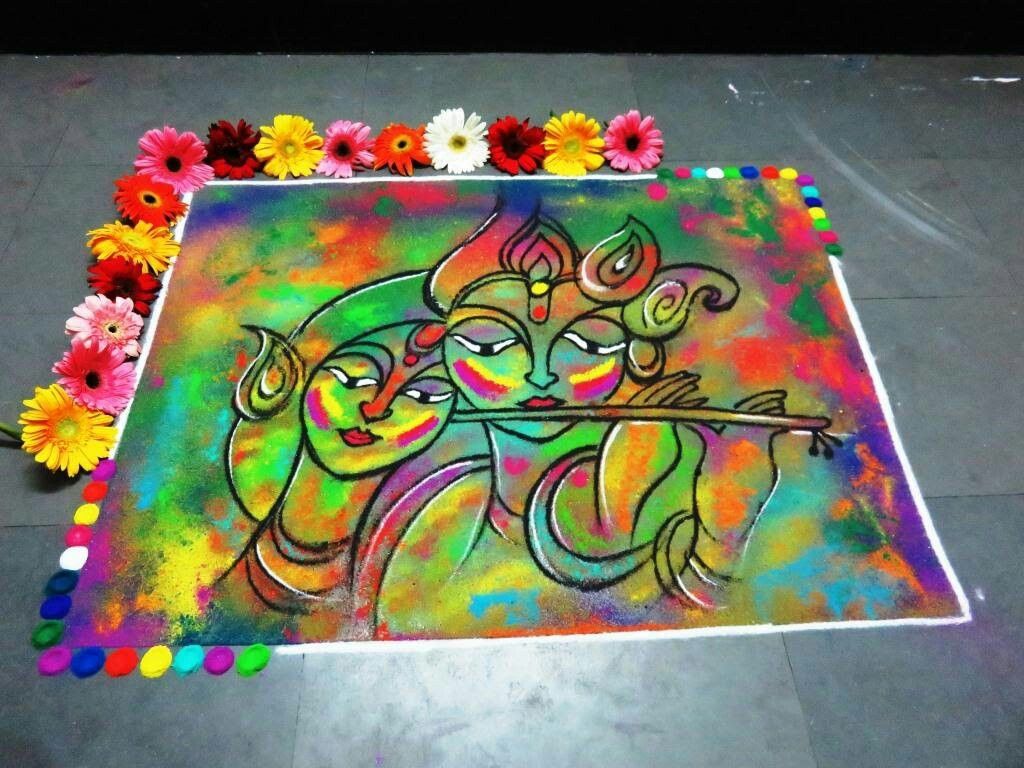 krishna jayanthi rangoli design krishna radha by nidhi sharma 6
