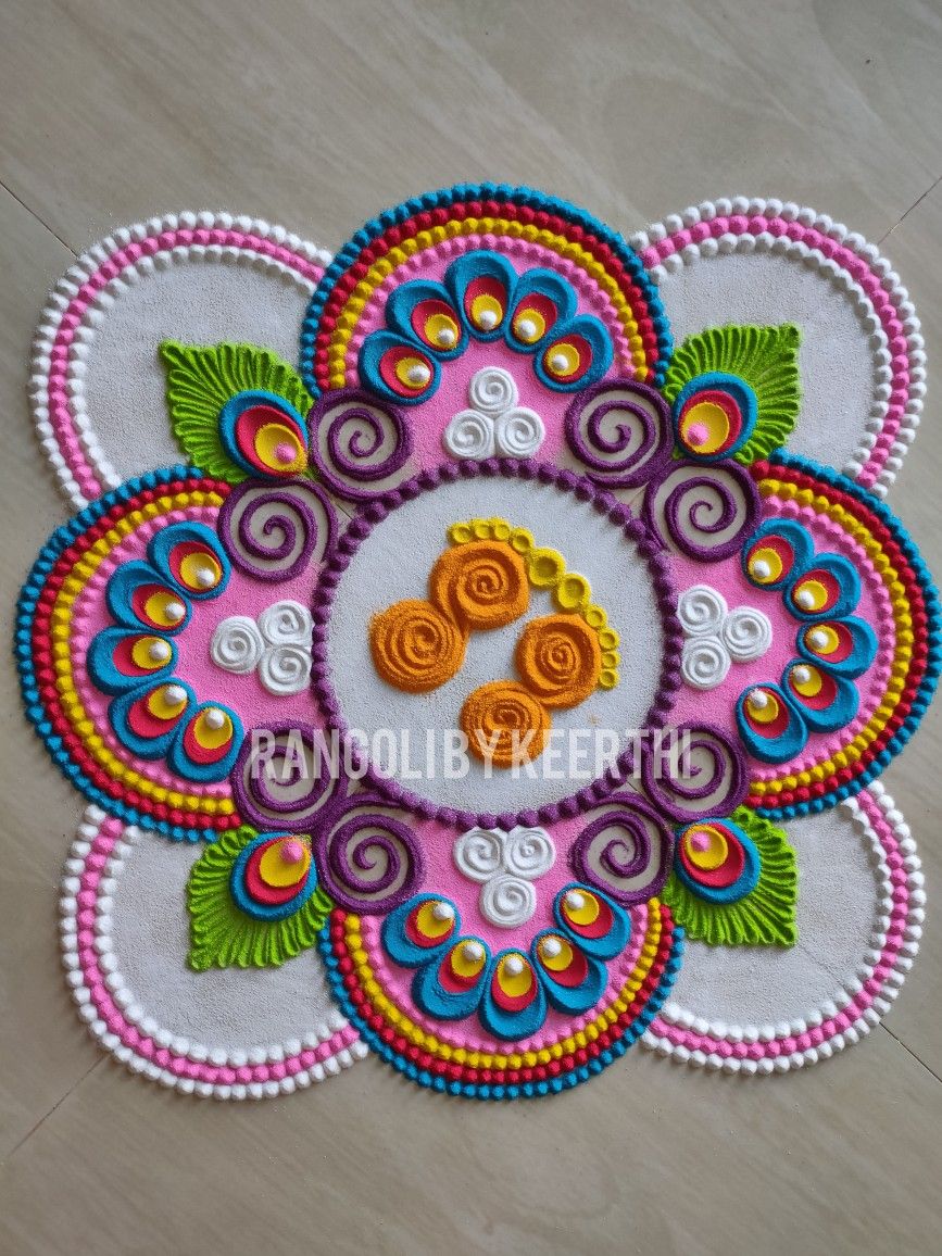 flower kolam rangoli design by keerthi