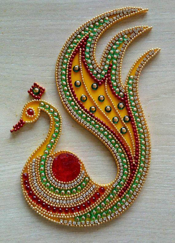 kundan rangoli design peacock