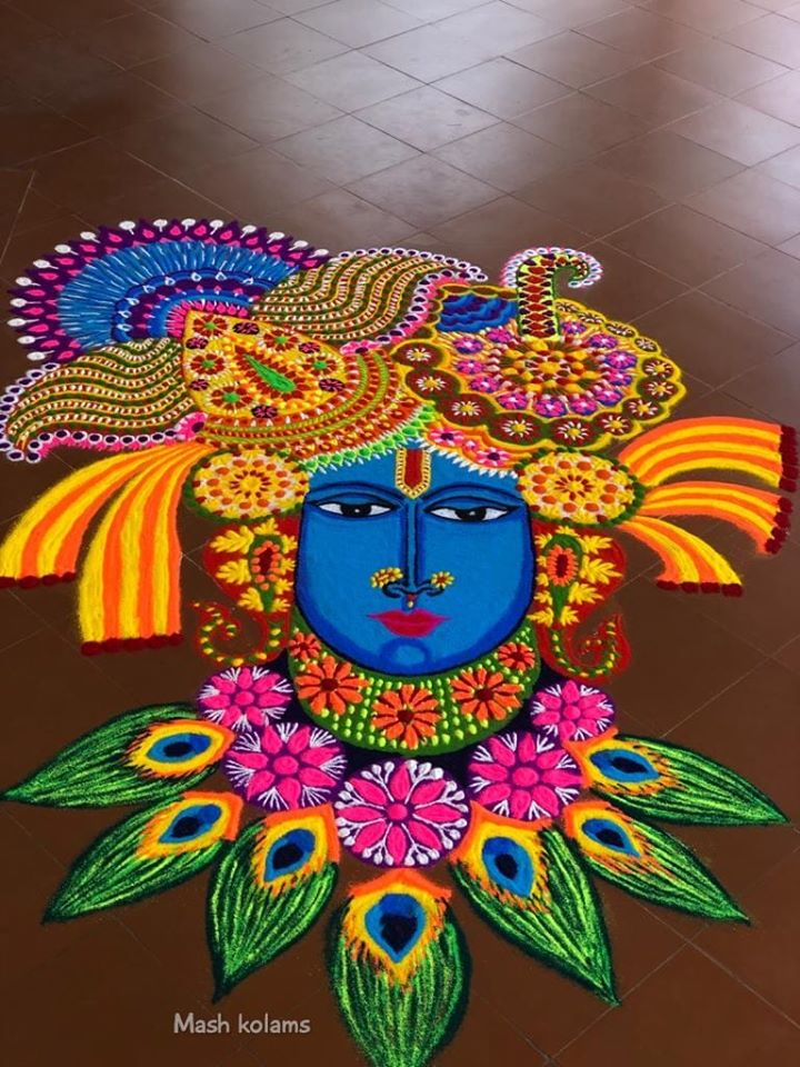 rangoli design krishna jayanthi gokul astami by mash