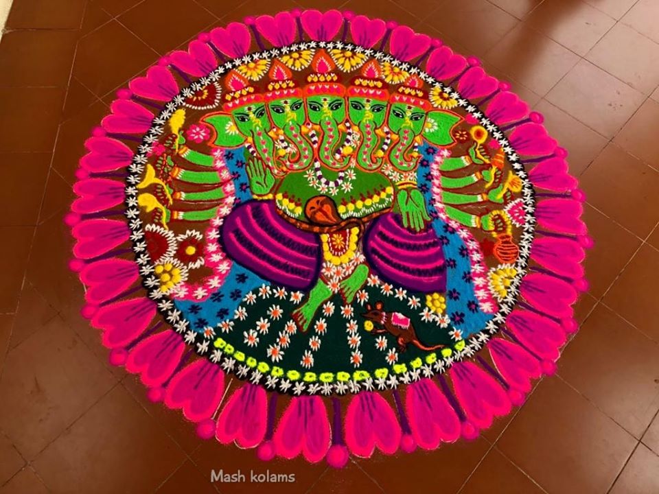 rangoli design mandala ganesha by masheswari mash