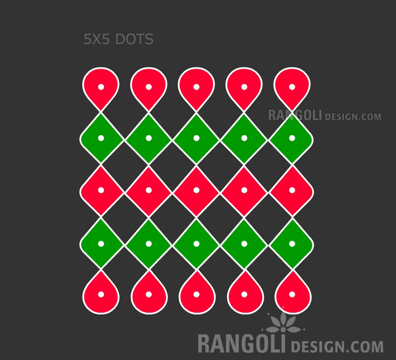 5x5 dotted rangoli kolam style 2 by indu