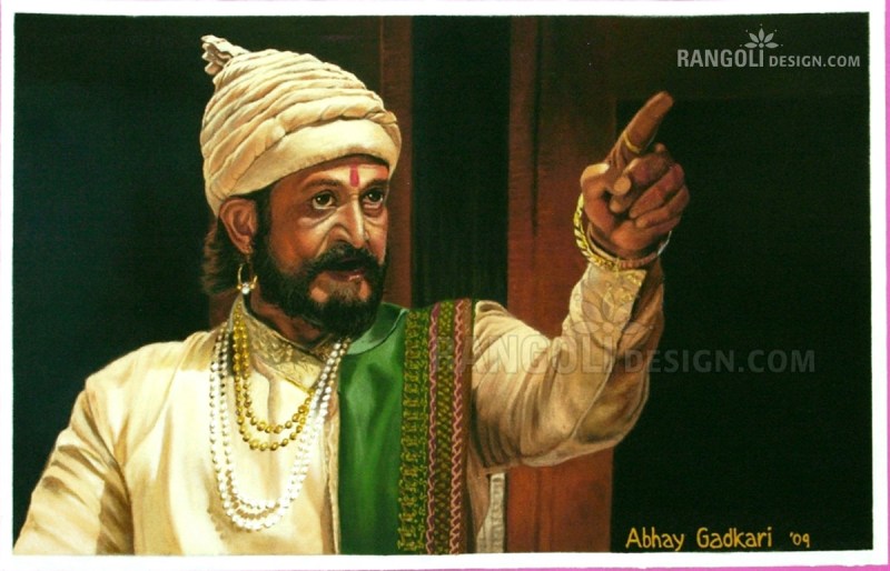7 chatrapathi sivaji portrait rangoli designs by abhay gadkari