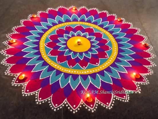 Colorful Rangoli Design by Shanthi Sridharan
