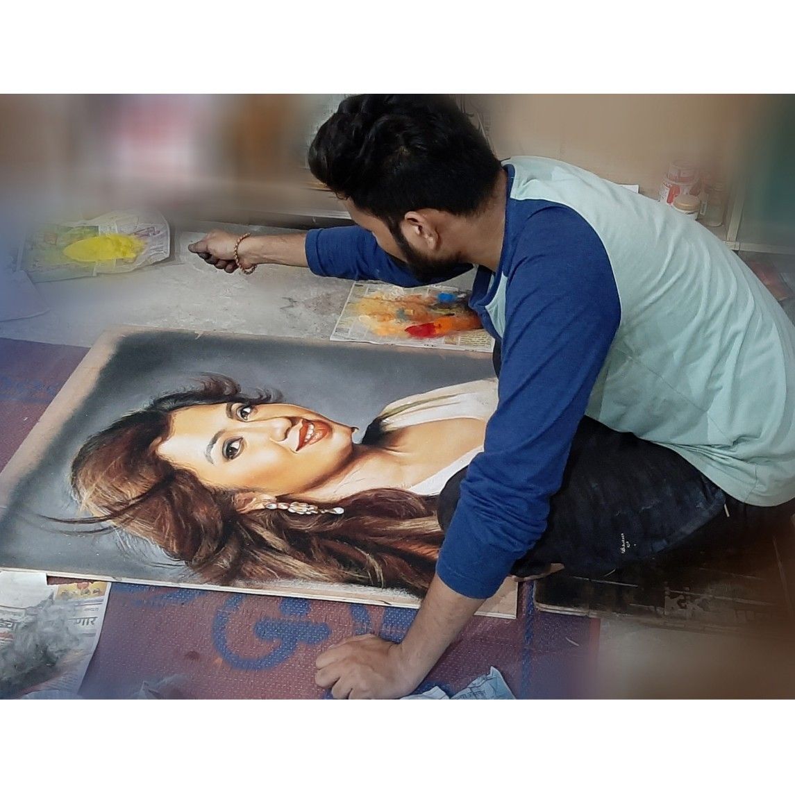 10 portrait rangoli art painting woman kartik khadatkar