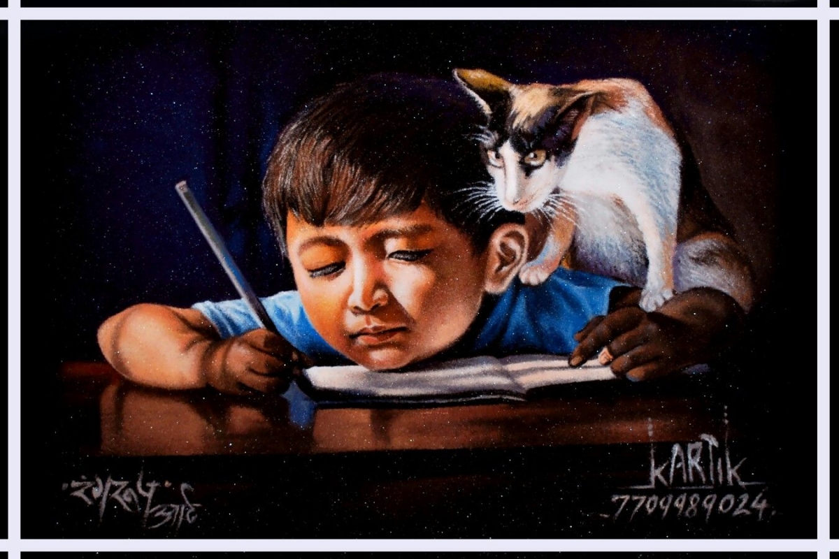 13 portrait rangoli art painting kid kartik khadatkar