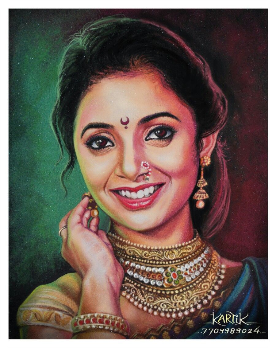 4 portrait rangoli art painting woman kartik khadatkar