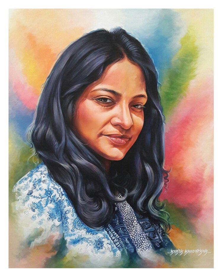 6 portrait rangoli art painting woman kartik khadatkar
