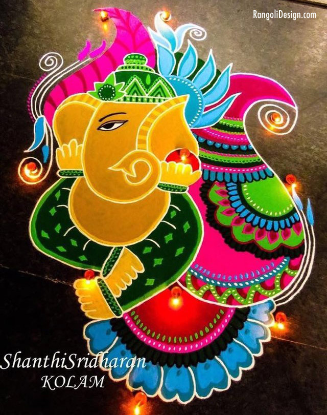 ganesh rangoli design shanti sridharan