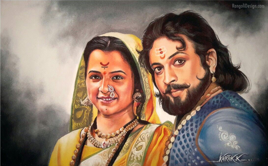 portrait rangoli art painting kartik