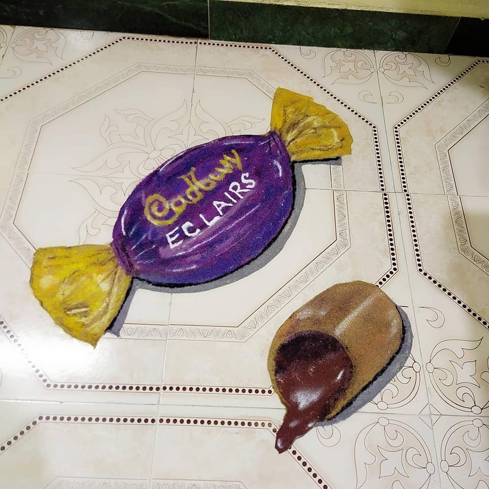 3d sand art rangoli design chocolate by aparna patil shiral