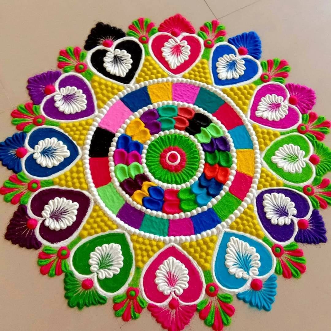 mandala rangoli design colorful by monika mouni