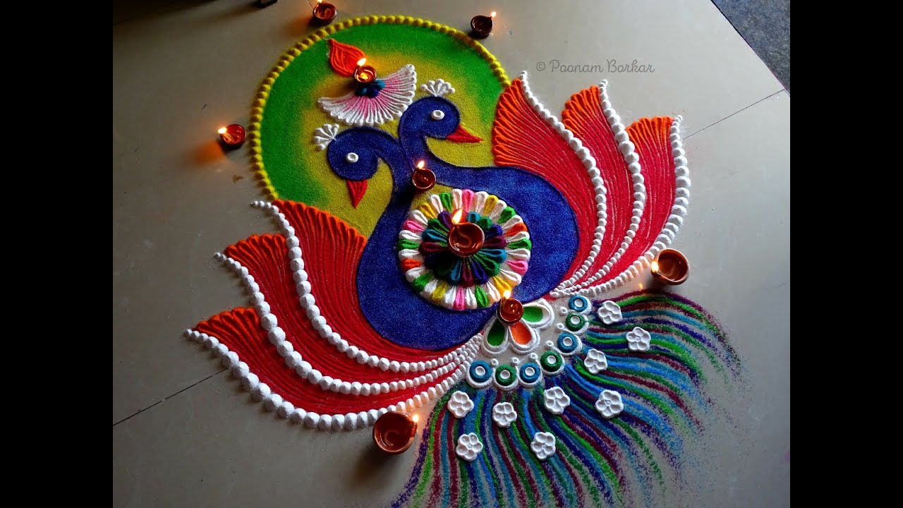 peacock rangoli design festival