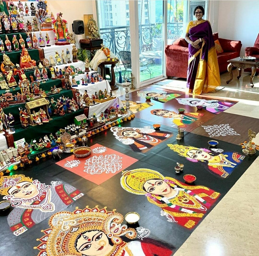 portrait rangoli design goddesses by thelotusshakti