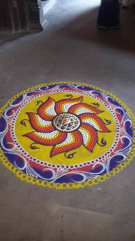 Beautiful lotus peacock rangoli design by ram sharma