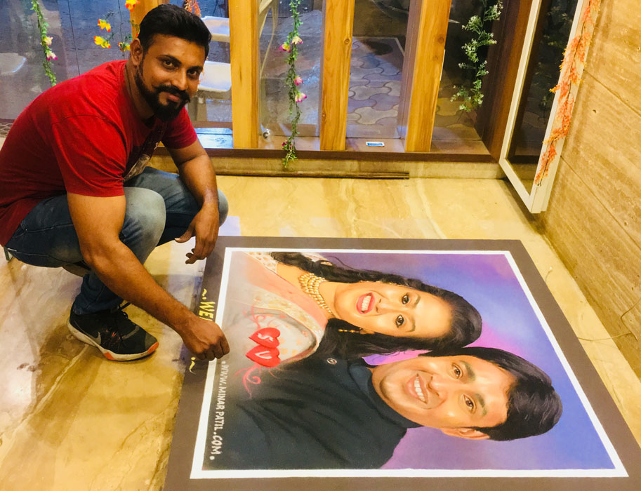 15 portrait rangoli art weddiing minar patil