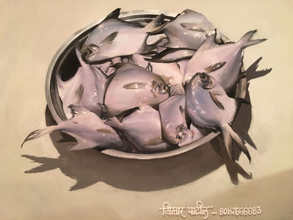 19 still life rangoli art fish minar patil
