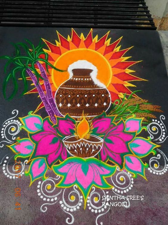 11 pongal rangoli design by shantha sree
